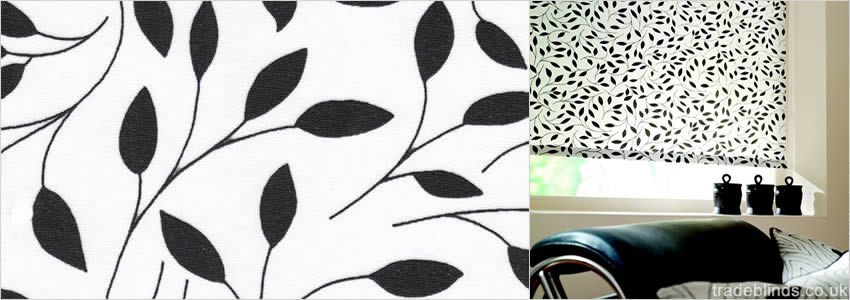 Silhouette Black Patterned Roller Blinds - Wide