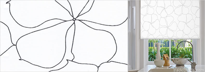 Ribbons Black Patterned Roller Blinds - Wide