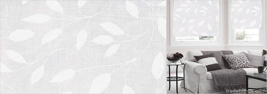 Silhouette White Patterned Roller Blinds - Wide