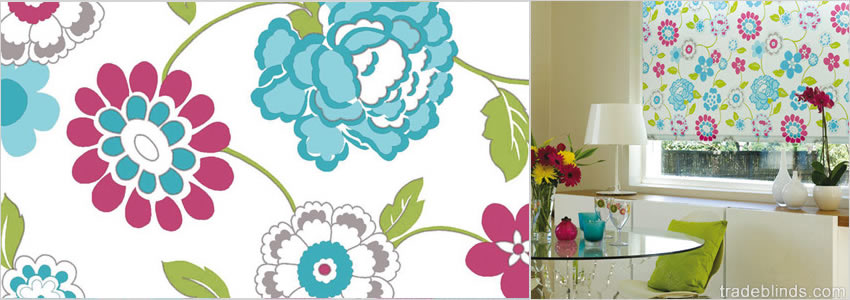 Floral Fizz Disco Patterned Roller Blinds - Wide