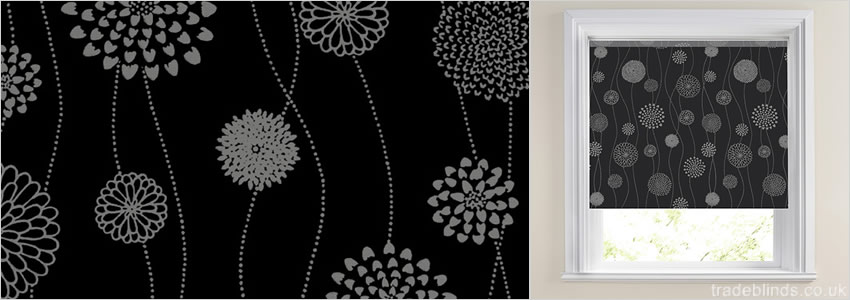 Chic Black Patterned Roller Blinds - Wide