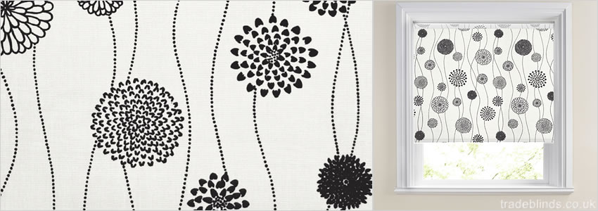Chic White Patterned Roller Blinds - Wide