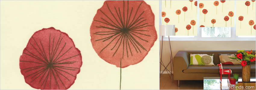 Papaver Poppy Patterned Roller Blinds - Wide