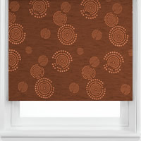 Shimmering Vibrant Copper Circle Patterned Blackout Roller Blinds