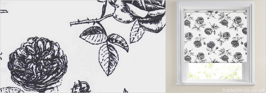 Ebony Rose Patterned Roller Blinds - Wide