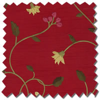 Fabric Blinds, Luxury Embroidered Flowers Green & Red Roman Blinds