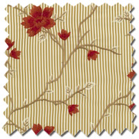 Luxurious Flowers Patterned Golden Beige, Copper & Red Roman Blinds