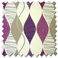 Contemporary Roman Blinds, White & Purple Funky Patterned Fabric