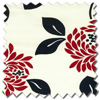 Printed Roman Blinds, Contemporary Flowers White, Black & Red Fabric
