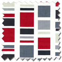 Multi-Coloured Roman Blinds, White, Red, Black, & Grey Squares
